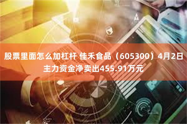 股票里面怎么加杠杆 佳禾食品（605300）4月2日主力资金净卖出455.91万元