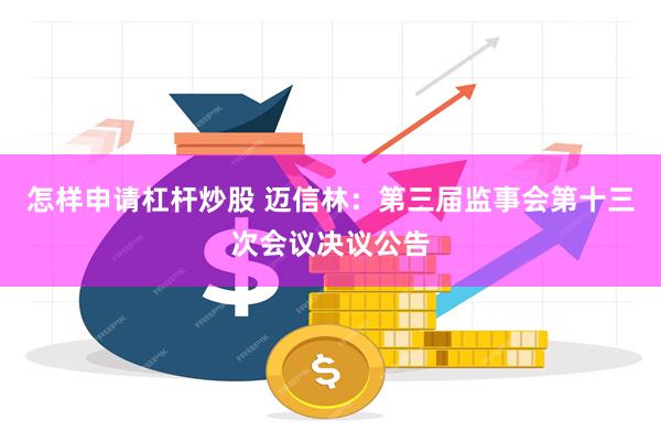 怎样申请杠杆炒股 迈信林：第三届监事会第十三次会议决议公告