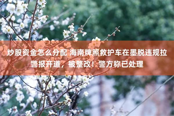 炒股资金怎么分配 海南牌照救护车在墨脱违规拉警报开道，被整改！警方称已处理