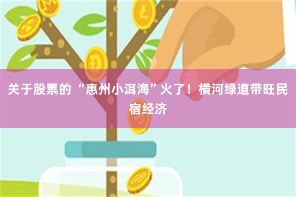 关于股票的 “惠州小洱海”火了！横河绿道带旺民宿经济