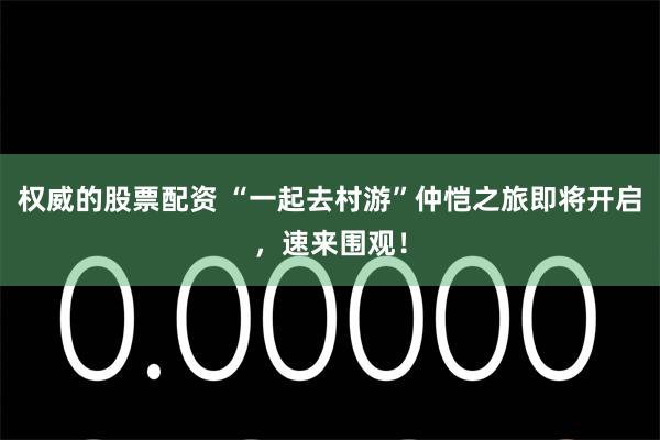 权威的股票配资 “一起去村游”仲恺之旅即将开启，速来围观！