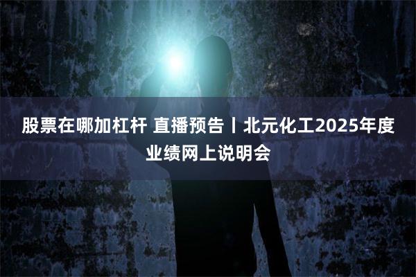 股票在哪加杠杆 直播预告丨北元化工2025年度业绩网上说明会