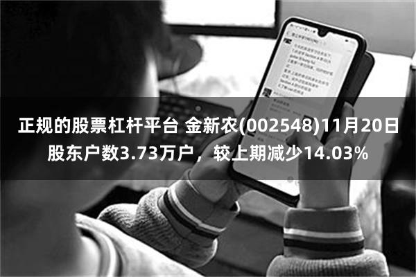 正规的股票杠杆平台 金新农(002548)11月20日股东户数3.73万户，较上期减少14.03%