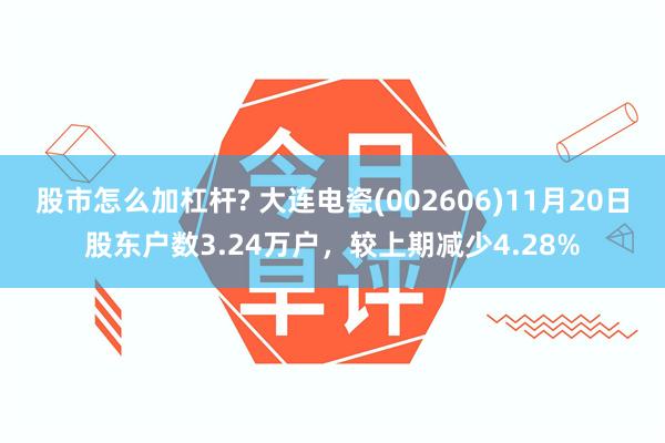 股市怎么加杠杆? 大连电瓷(002606)11月20日股东户数3.24万户，较上期减少4.28%