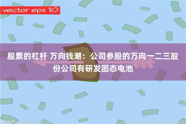 股票的杠杆 万向钱潮：公司参股的万向一二三股份公司有研发固态电池